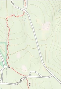 Goldstream Heights Drive - red is the single-track trail